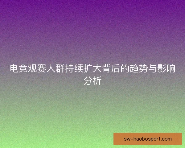 电竞观赛人群持续扩大背后的趋势与影响分析